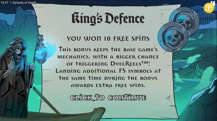Dynasty of Death - King's Defence Free Spins शुरू करना